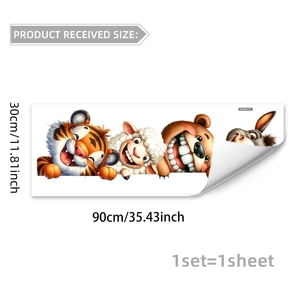 Funny animal wall stickers 30x90cm with tiger and bear designs for bathroom decor