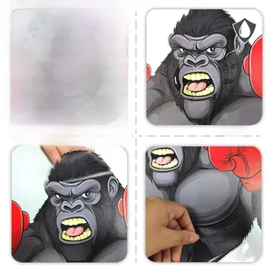 Waterproof double-sided cartoon gorilla boxing window sticker with original design