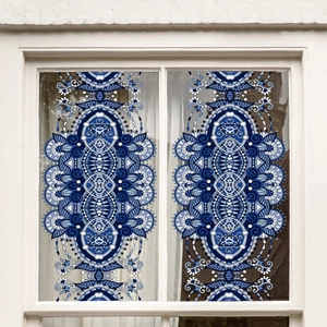Elegant Blue And White Mandala Pattern Window Sticker Ethnic Style Decorative Glass Film For Home Office Privacy Decoration