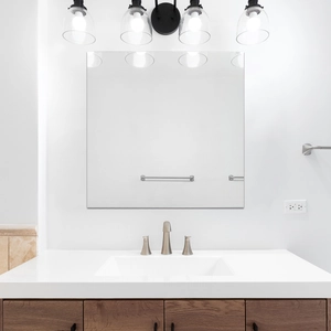 Modern square wall mirror tiles set for home decor in minimalist bathroom setting