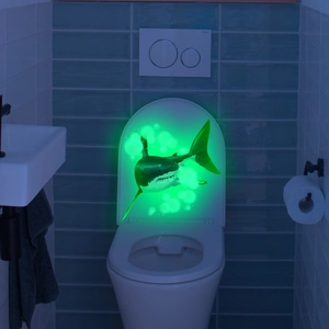 Luminous underwater shark wall sticker glowing in the dark for toilet seat and bathroom
