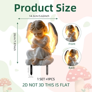 Flat 2D glowing angel garden stake PVC decorative sign for yard landscape ornament