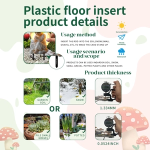 Detail of waterproof angel garden stake with embossed PVC texture and ground rod