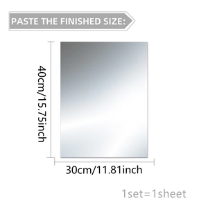 Silver rectangular mirror wall sticker measuring 40x30cm for home wall decor