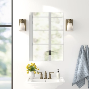 Modern rectangular frameless wall mirror for bathroom or living room home decor