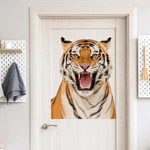 Roaring Tiger Head Wall Sticker Realistic PVC Self Adhesive Waterproof Decorative Decal For Living Room Bedroom Door