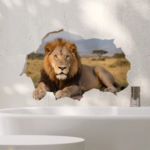 Adesivo murale 3D leone realistico per decorazione di soggiorno e camera da letto