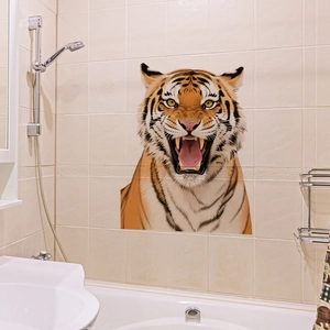 Realistic tiger head wall sticker for living room background and home decor