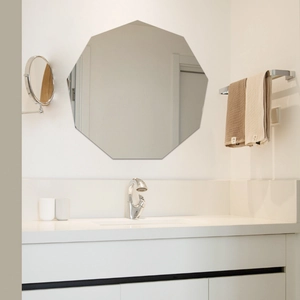 Decagon Mirror Wall Sticker Self-Adhesive Polygon Frameless Acrylic Removable Decorative For Living Room Bathroom