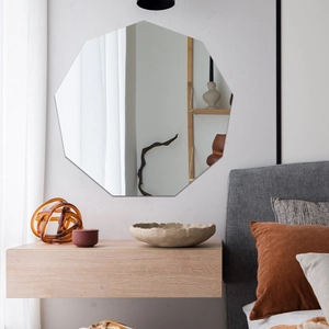 Modern decagonal frameless wall mirror for minimalist home living room decoration