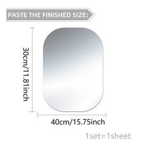 Modern rectangular mirror wall sticker with rounded corners for home decor 30x40cm