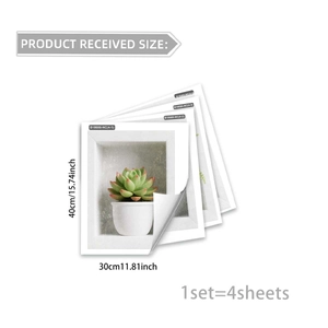 Realistic 3D potted succulent wall stickers set of 4 for living room decor 30x40cm