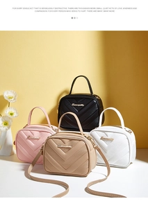Detail of four colorful crossbody small square bags with V-quilted faux leather texture