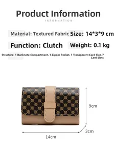 Detail view of foldable wallet featuring card slots, cash pocket, and clover pattern