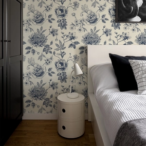 Vintage Blue Floral Wall Sticker Self Adhesive Wallpaper For Bedroom Living Room Furniture Renovation Modern Elegant