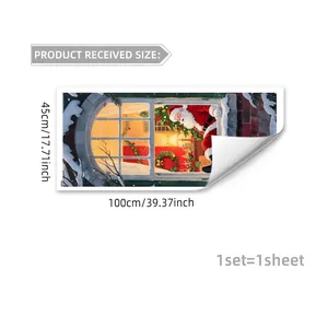 Adesivo murale Babbo Natale 100x45cm autoadesivo in PVC decorazione festiva