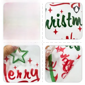 Waterproof Merry Christmas window sticker detail showing red green double-sided visual