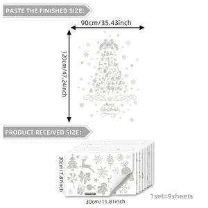 Silver glitter Christmas tree reindeer window stickers set for festive glass decorations