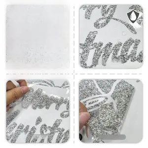Silver glitter Merry Christmas window decal with waterproof double-sided visual effect