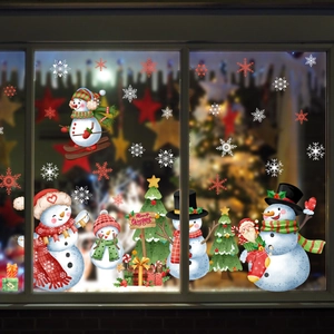 Pegatinas De Ventana De Navidad Muñeco De Nieve Copos Árbol Doble Cara Estática PVC Decoración Festiva