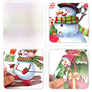 Pegatinas navideñas impermeables de doble cara con diseños de muñeco de nieve y copos