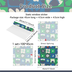 Floral geometric static window sticker with seamless splicing design in 100x45cm size