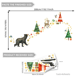 Stickers muraux de Noel avec ours et rennes pour decoration de chambre d'enfant