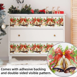 Detail of Christmas bell wall decals with adhesive backing and double-sided pattern design
