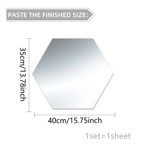 Hexagonal mirror wall sticker 35x40cm size chart for home decor dimensions guide