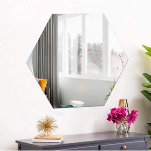 Modern hexagon frameless wall mirrors with clear reflection for home living room decor