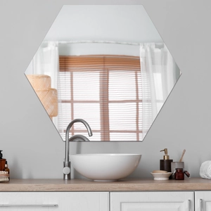 Modern hexagonal frameless mirror wall stickers for living room and bathroom decor