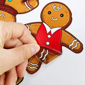 Makroaufnahme von Lebkuchenmann-Aufklebern mit beidseitigem Druck und statischer Haftung