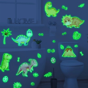 Luminous cartoon dinosaur wall stickers glowing in the dark for kids room decor