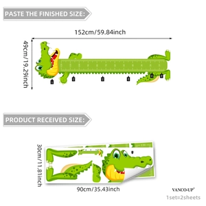 Cartoon crocodile height chart wall sticker for kids room decoration, 10-120cm scale