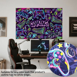 Detail of neon gamer wall sticker with no white edges, ideal for colorful gaming room walls