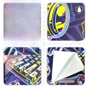 Waterproof cyber neon gaming wall sticker showing front texture and self-adhesive back