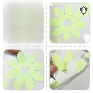 Stickers muraux marguerites vert lumineux étanches avec détails adhésifs recto-verso