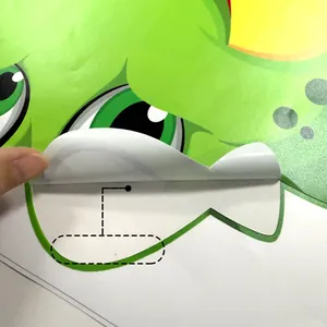 Detail showing opaque white backing of cartoon crocodile wall sticker for any color wall