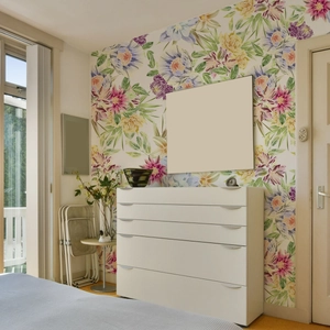 Carta da parati floreale ad acquerello dipinta a mano con grandi fiori per decorazione