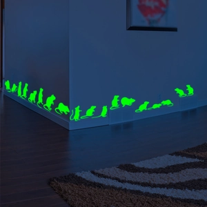 Glow in the dark green mouse wall stickers for home decor with luminous animal silhouettes