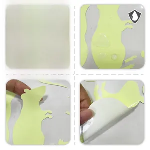 Detailed views of waterproof luminous mouse wall stickers with adhesive backing details