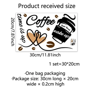 Modische Kaffee-Wandtattoos mit Tasse und Herzmotiven für die Küchendekoration