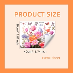 Floral window stickers with butterflies and tulips, 40x30cm double-sided glass decals