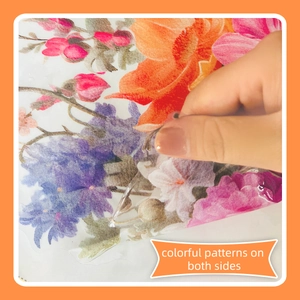 Double-sided floral window stickers with colorful flower patterns on transparent film