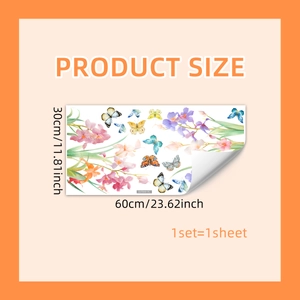 Floral and butterfly double-sided static window cling decals for home decoration 30x60cm