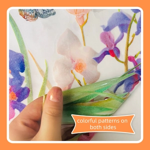 Floral butterfly double-sided static window stickers with colorful patterns on both sides
