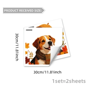 Cute beagle dog and maple leaves autumn window stickers set of 2 sheets for home decor