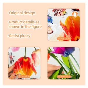 Pegatinas impermeables para ventanas con tulipanes y mariposas en vista frontal y trasera
