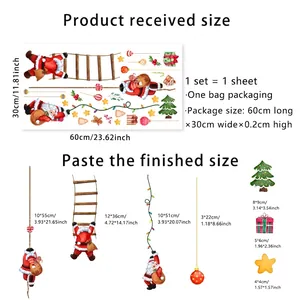 Christmas Santa Claus window clings set for holiday home decoration with various sizes