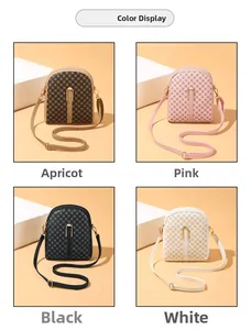 Mini crossbodytassen voor dames in abrikoos, roze, zwart en wit met bloemenprint
